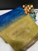 Premium soft semi Kanchi silk with butterfly motif and contrast pallu