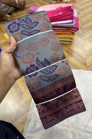 Flower tissue embossed semi Kanchi