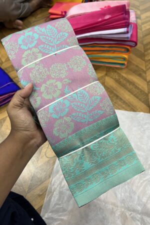 Flower tissue embossed semi Kanchi