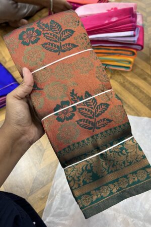 Flower tissue embossed semi Kanchi