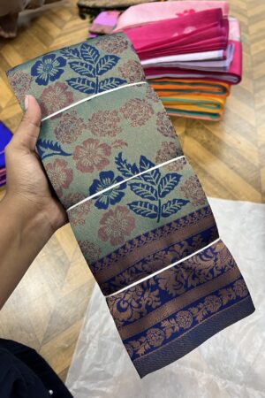 Flower tissue embossed semi Kanchi