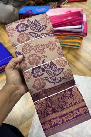 Flower tissue embossed semi Kanchi