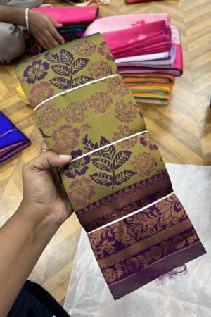 Flower tissue embossed semi Kanchi