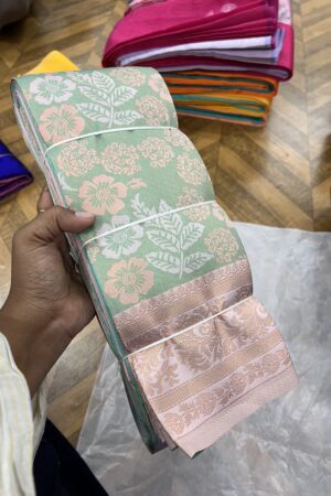 Flower tissue embossed semi Kanchi