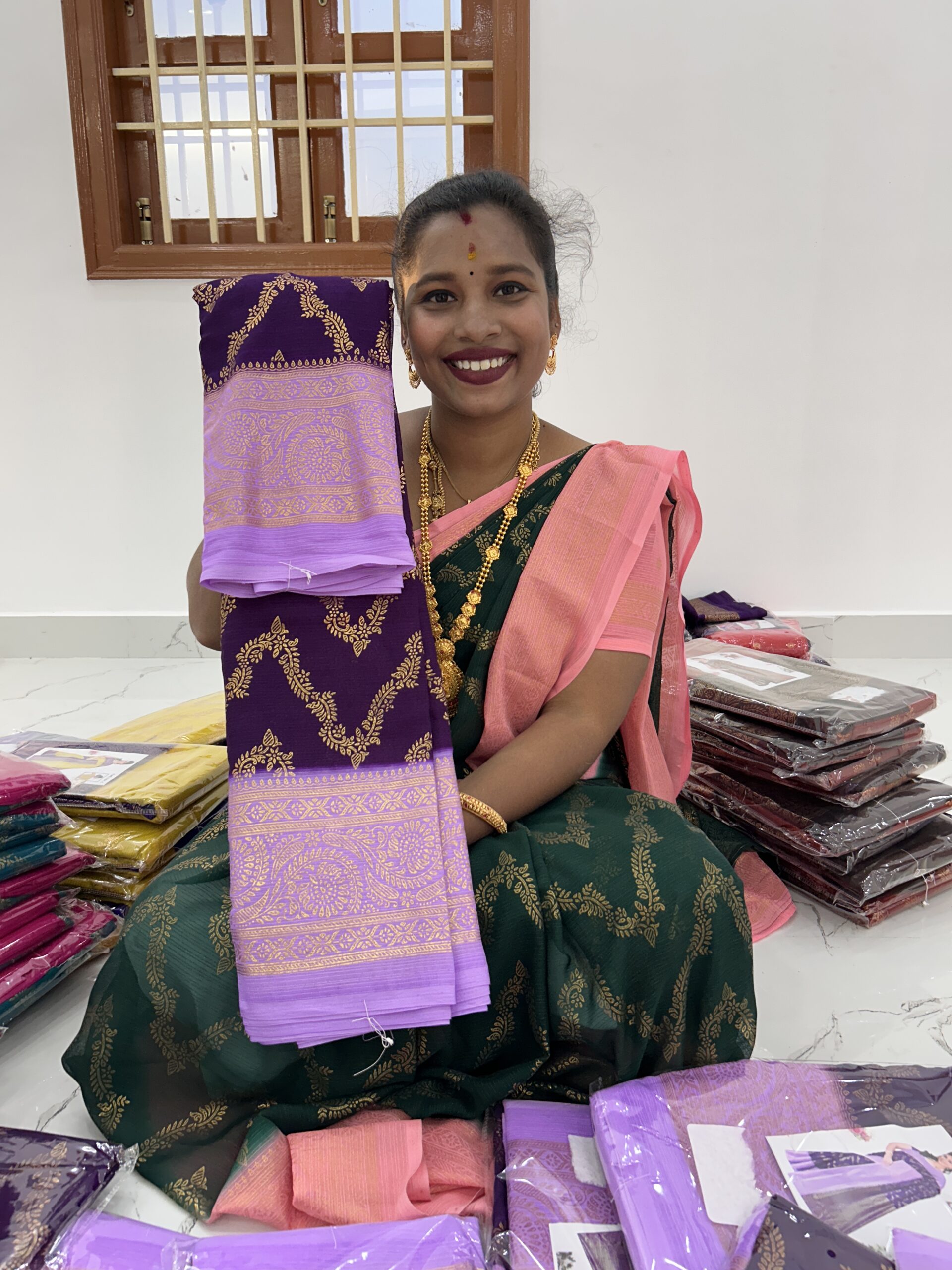 Necklace foil work saree FS086