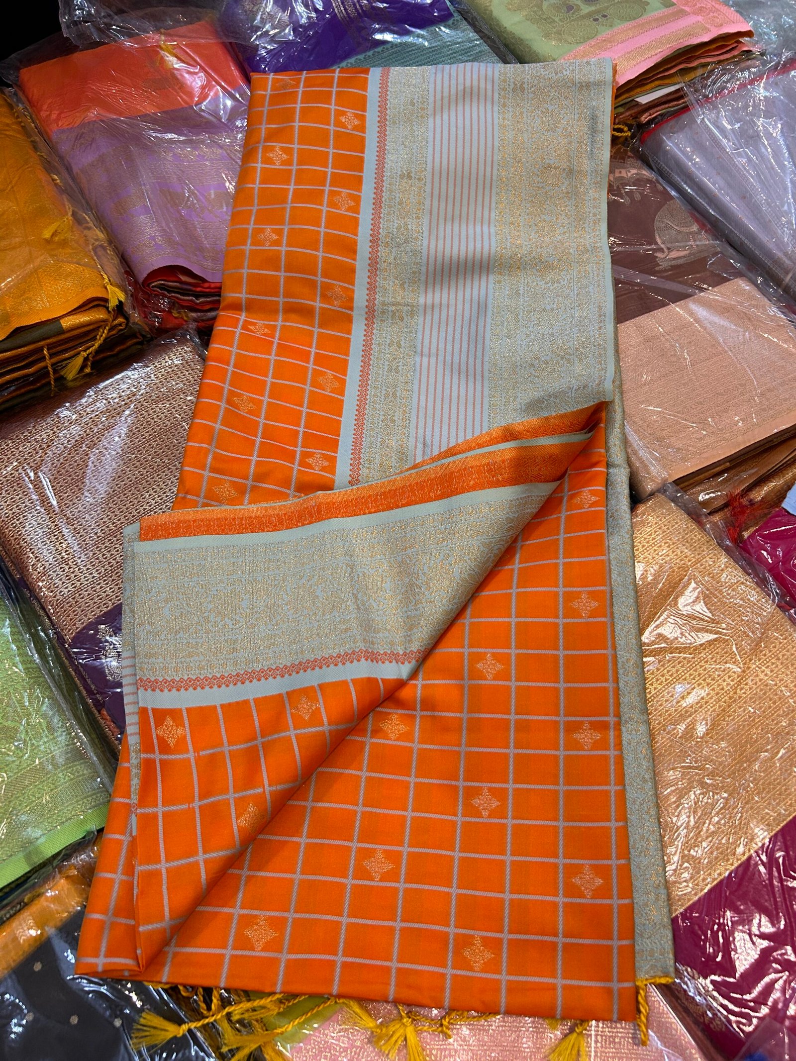 Tangerine Aqua Matka glaze silk - Image 4