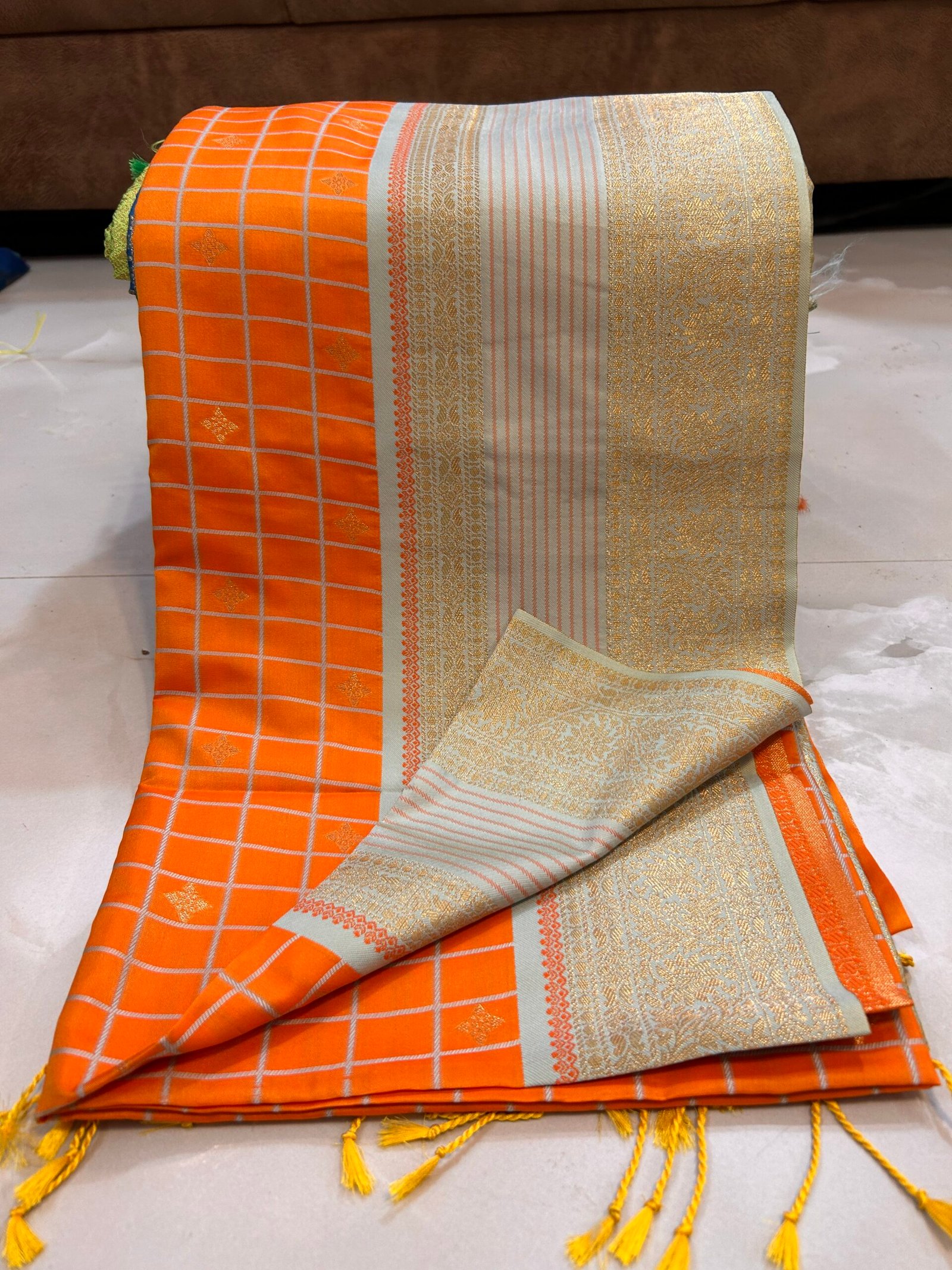 Tangerine Aqua Matka glaze silk