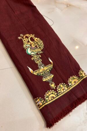 Tanjore painted blouse coffee brown