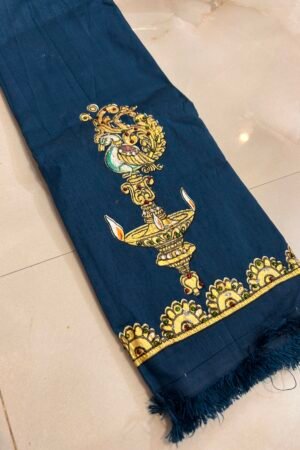 Tanjore painted blouse Peacock blue