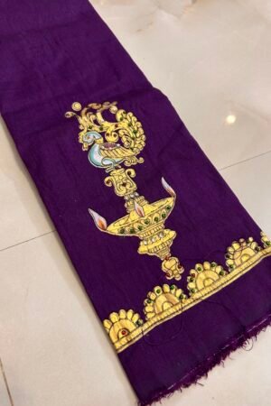 Tanjore painted blouse deep violet