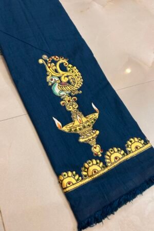 Tanjore painted blouse deep petrol