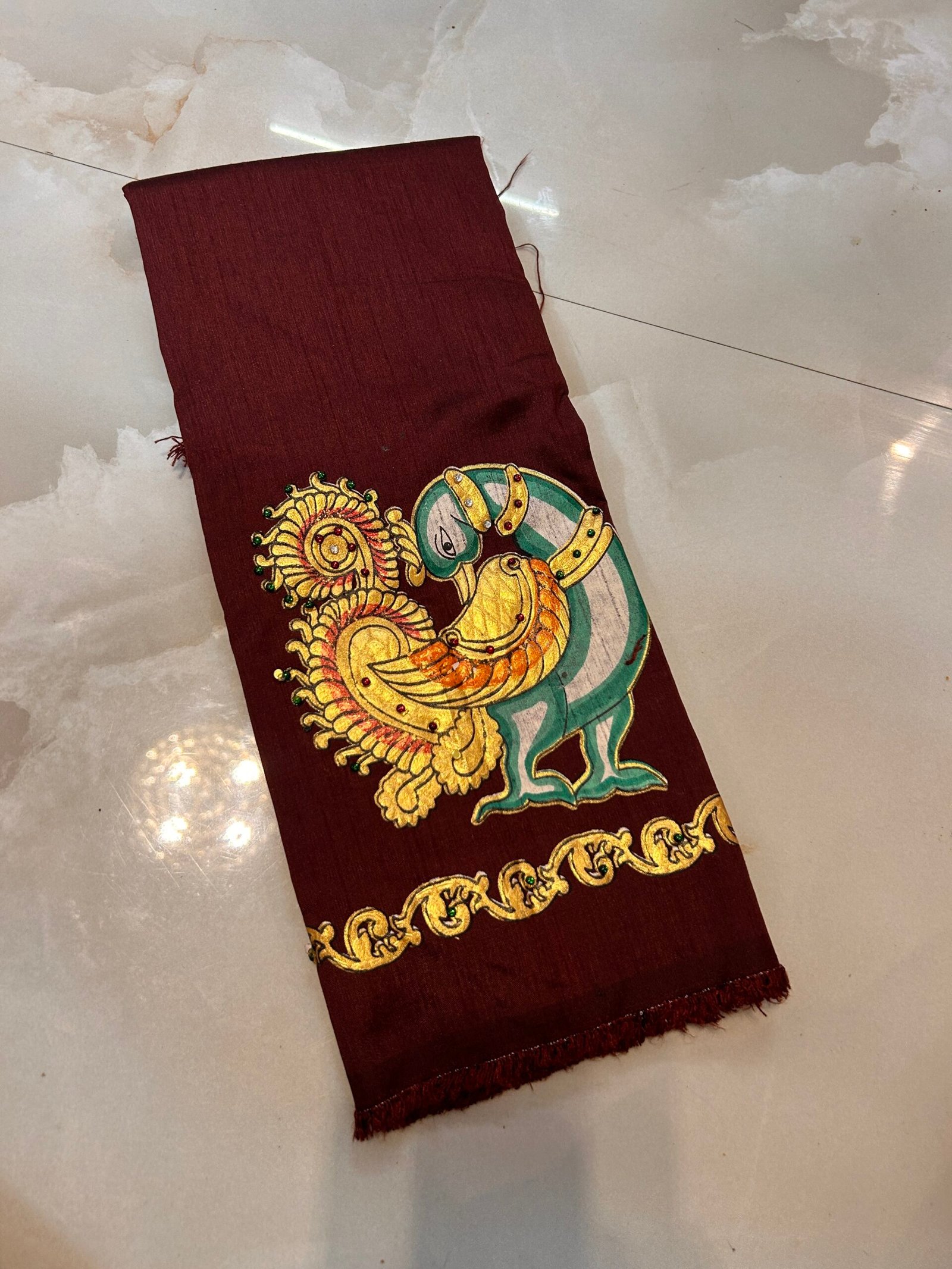 D2 Tanjore painted blouse coffee