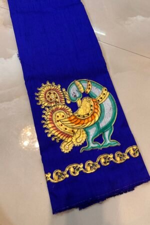 D2 Tanjore painted blouse Royal blue
