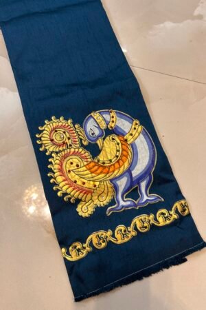 D2 Tanjore painted blouse deep petrol blue