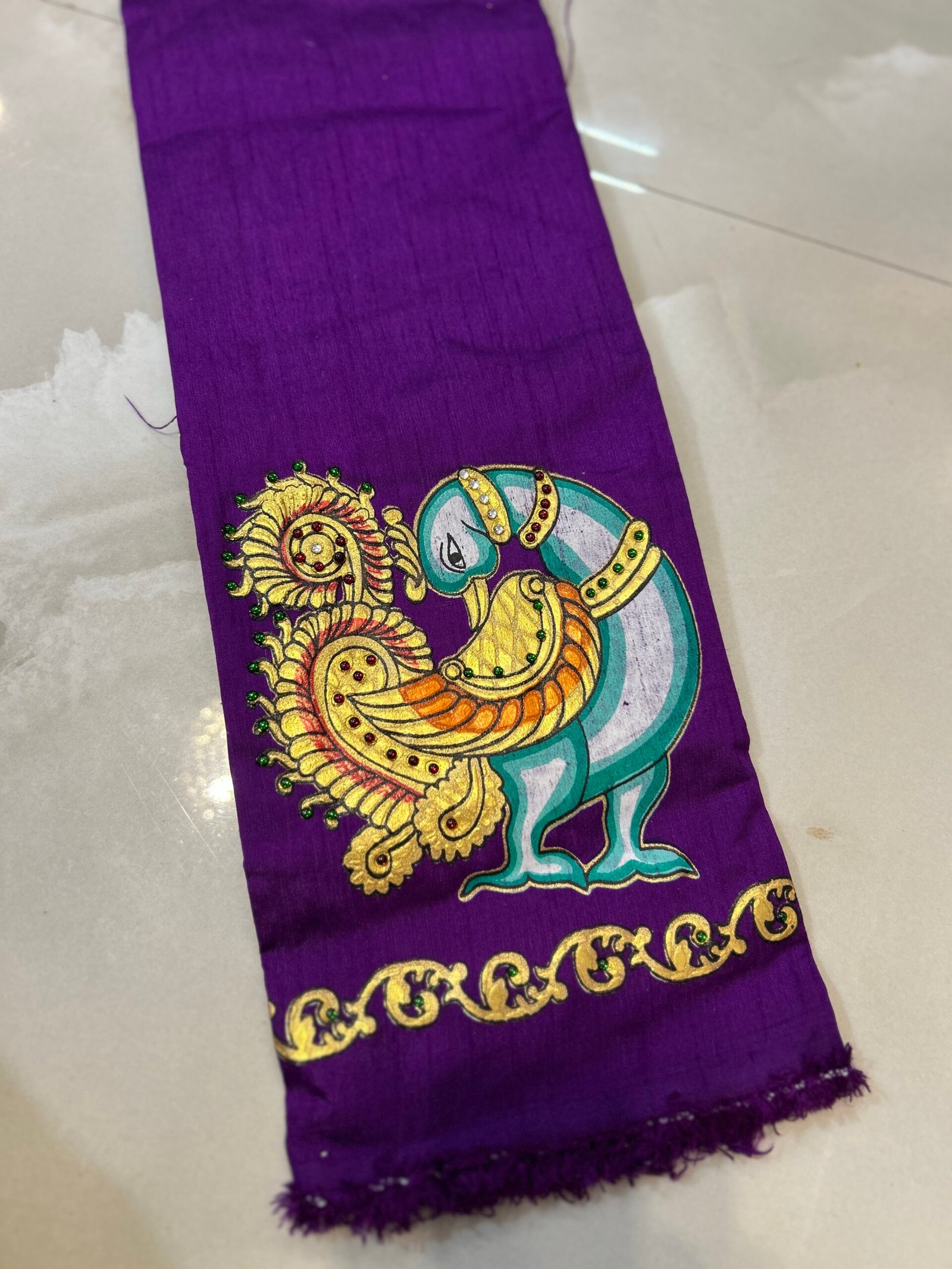 D2 Tanjore painted Blouse Violet color