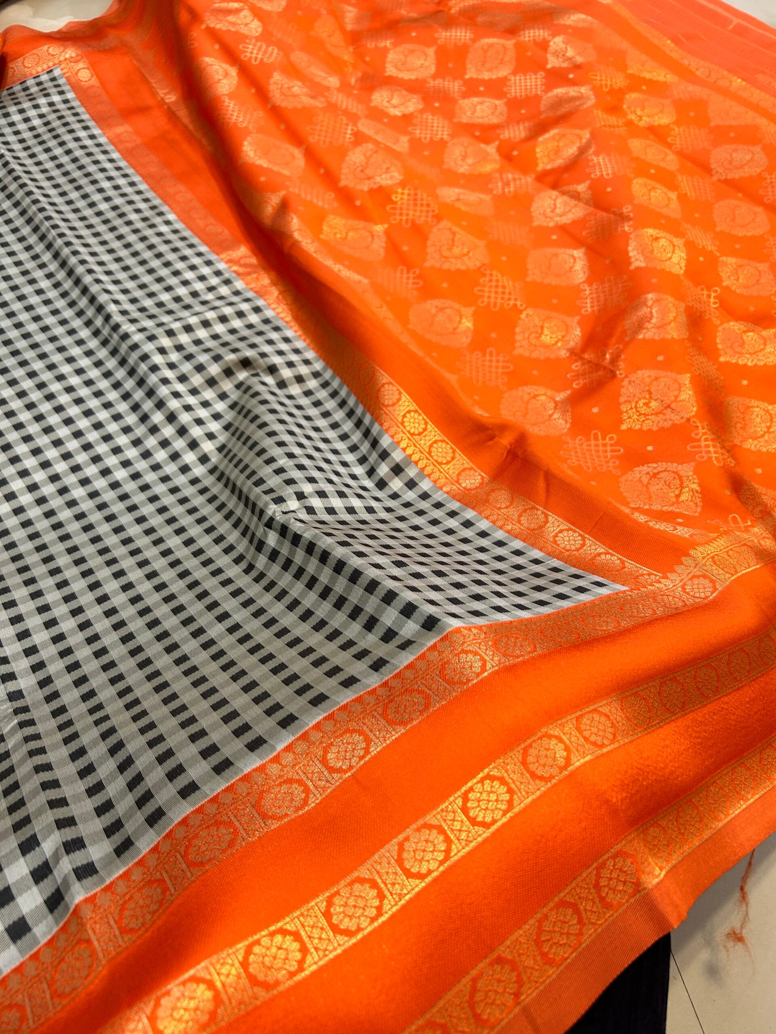 Tangerine Orange MADRAS KATTAM - Image 2