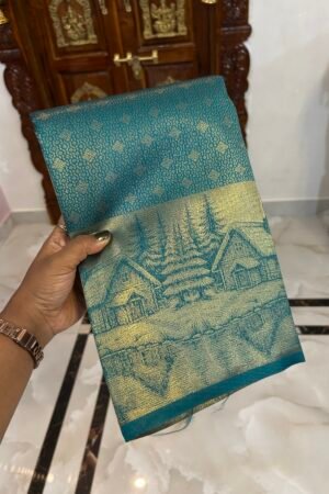 Deep Cyan Rama green Pine Valley Kanchipuram