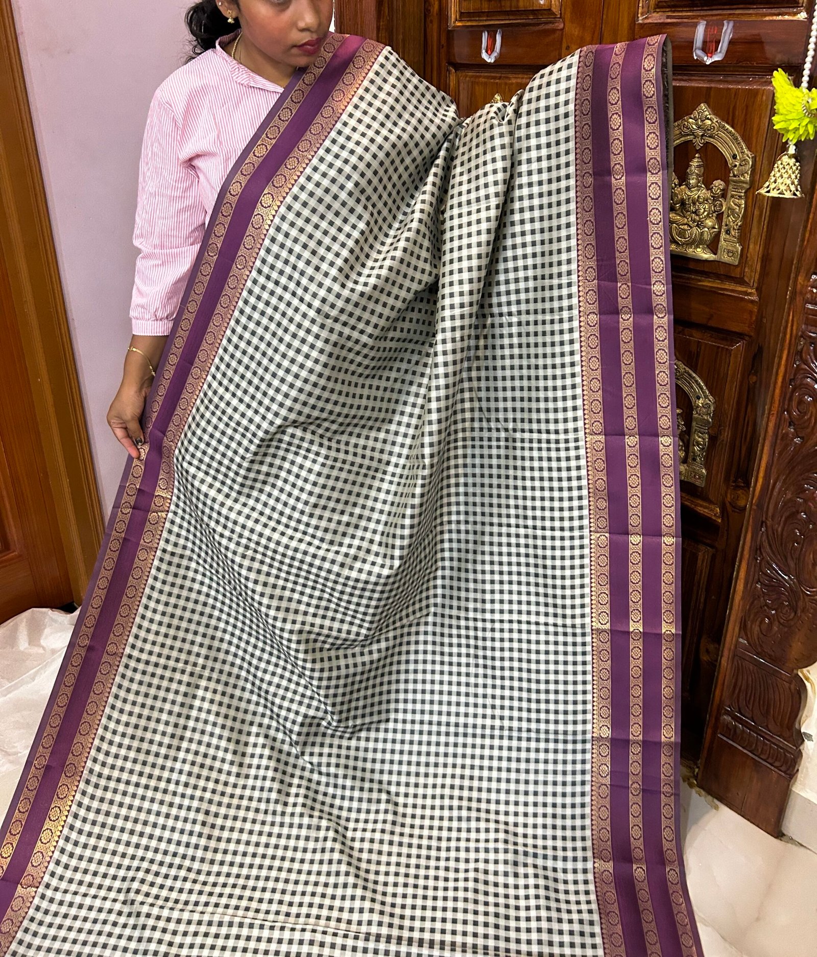 Burgundy MADRAS KATTAM - Image 2