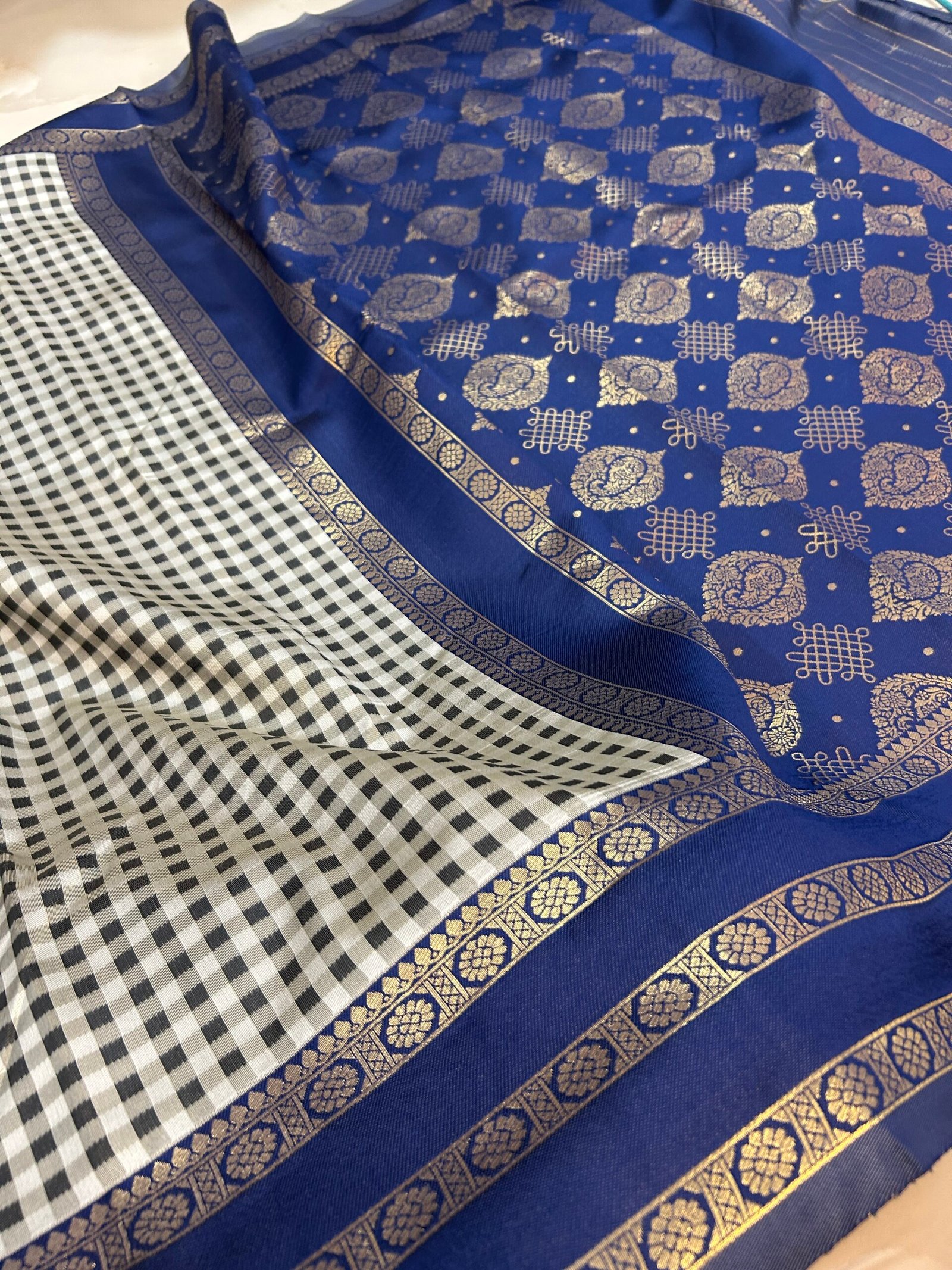 Imperial Navy blue MADRAS KATTAM