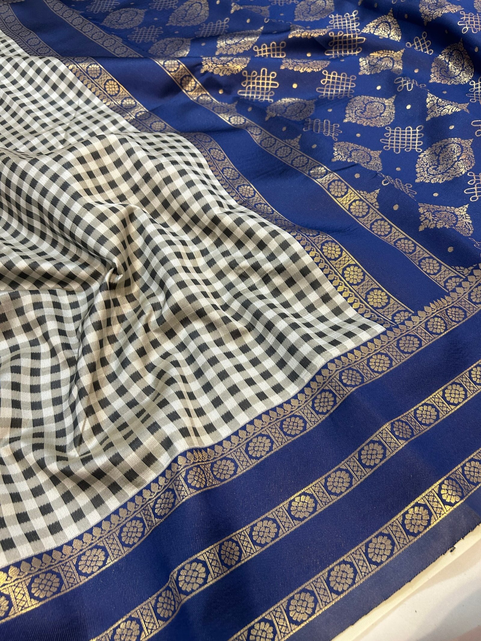 Imperial Navy blue MADRAS KATTAM - Image 4