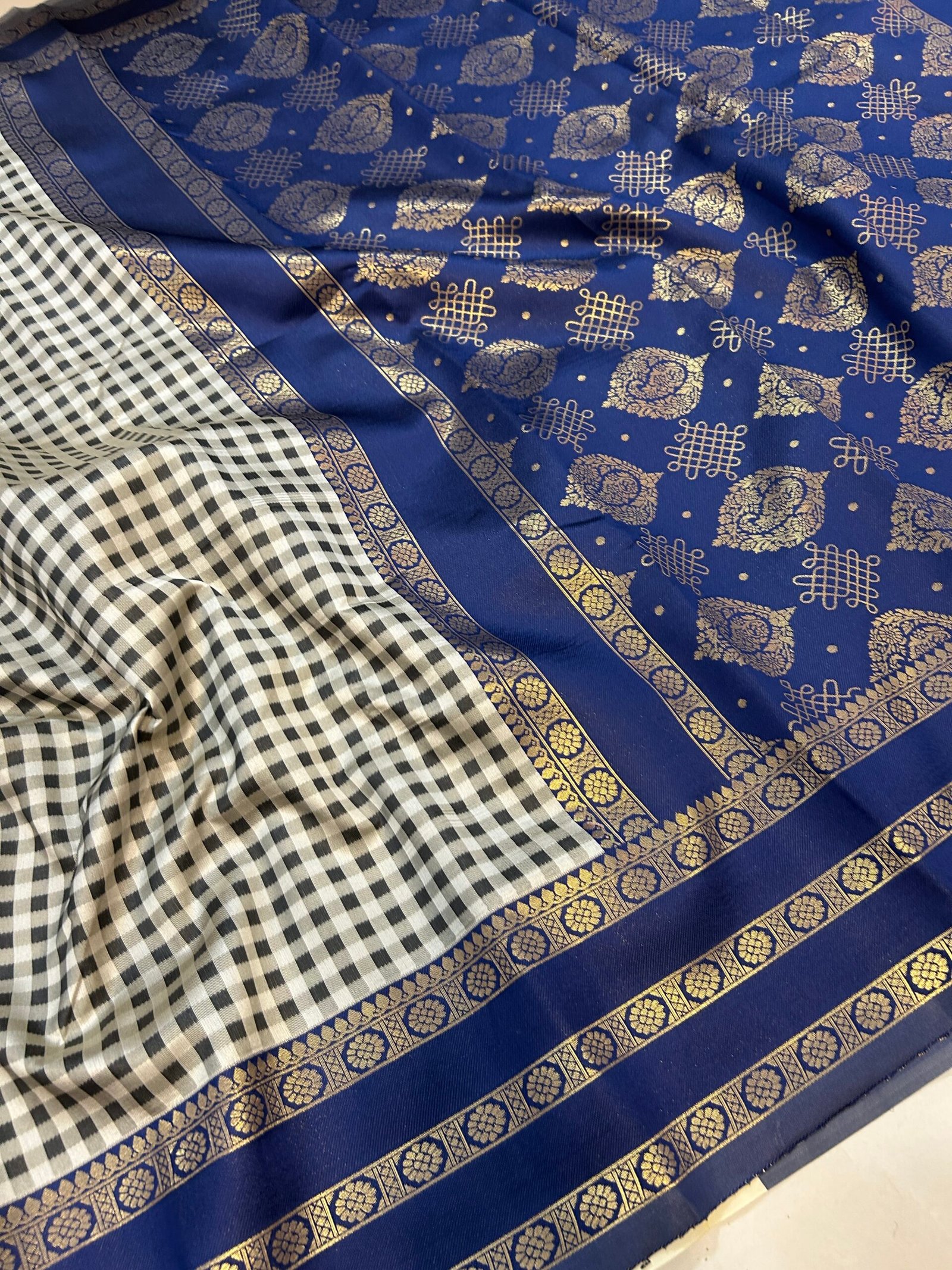 Imperial Navy blue MADRAS KATTAM - Image 3