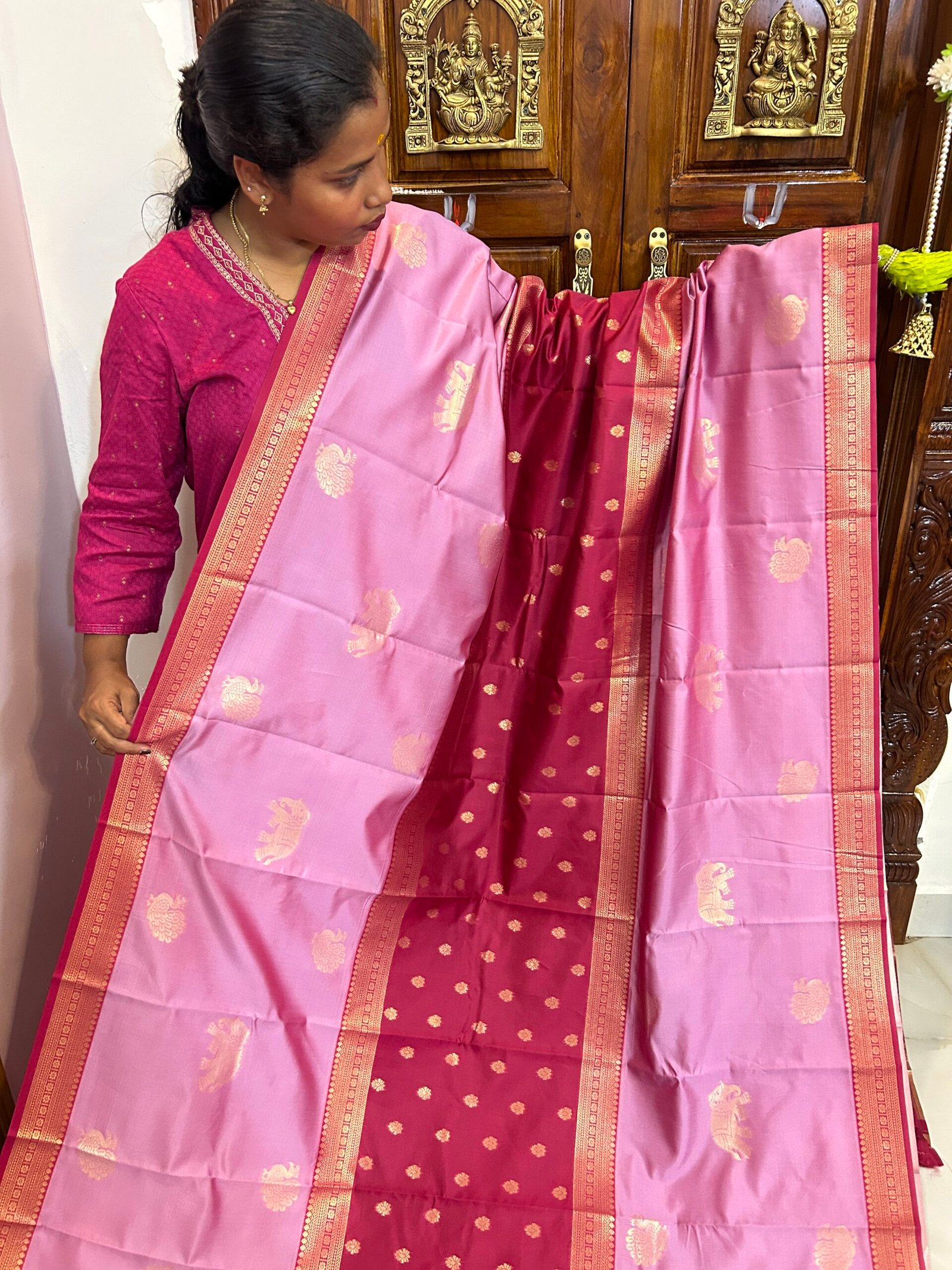 Lavender & Strawberry pink Muppagam - Image 2