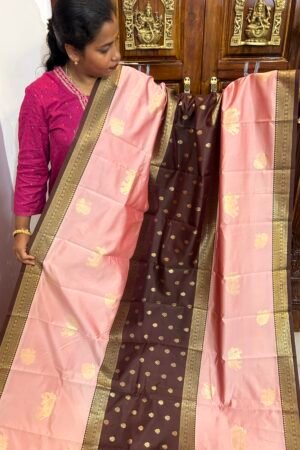 Dual shade Baby pink & Coffee brown Muppagam