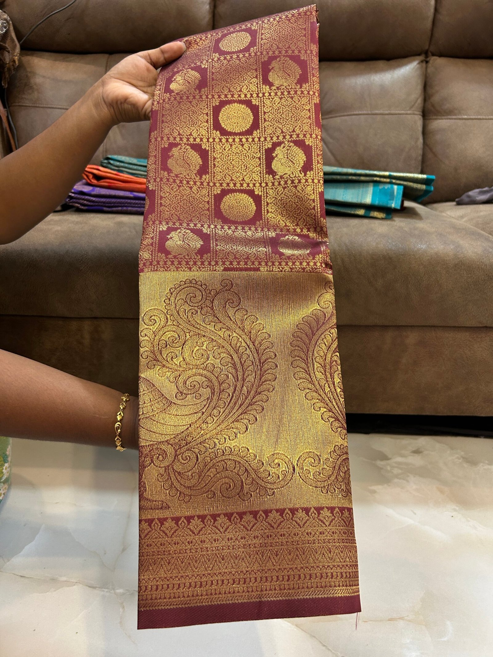 Tanjore Peacock Coffee Chocolate Brown