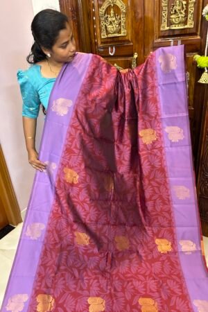 Soft Pochampally arakku maroon&Lavender